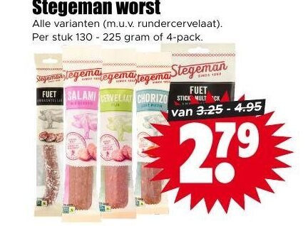 Stegeman   droge worst, chorizo folder aanbieding bij  Dirk - details