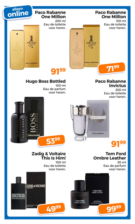 Paco Rabanne   eau de parfum, eau de toilette folder aanbieding bij  Trekpleister - details