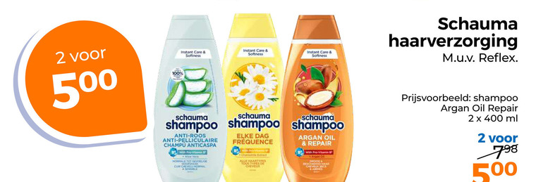 shampoo 2 100 400 500 haarverzorging reflex instant care softness anti roos dag argan oil repair with pro vitamin b droog aloe sensible extract haartypes tous types cheveux ml 5 folder aanbieding bij Trekpleister