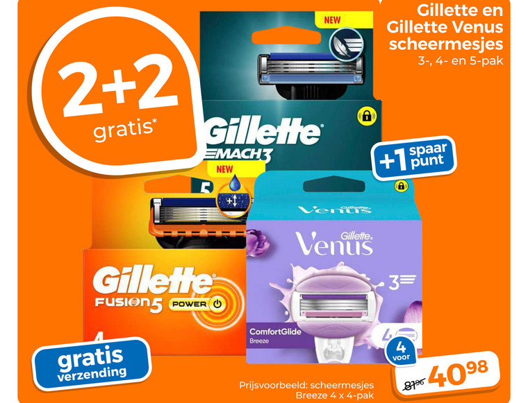 Gillette   scheermesjes folder aanbieding bij  Trekpleister - details