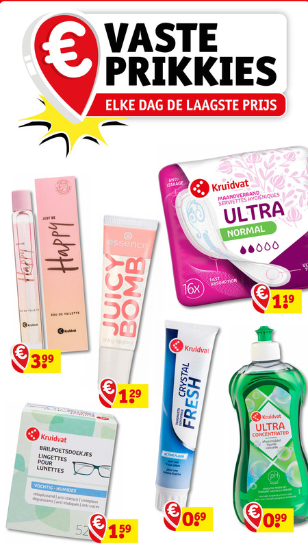 Kruidvat Huismerk   maandverband, tandpasta folder aanbieding bij  Kruidvat - details