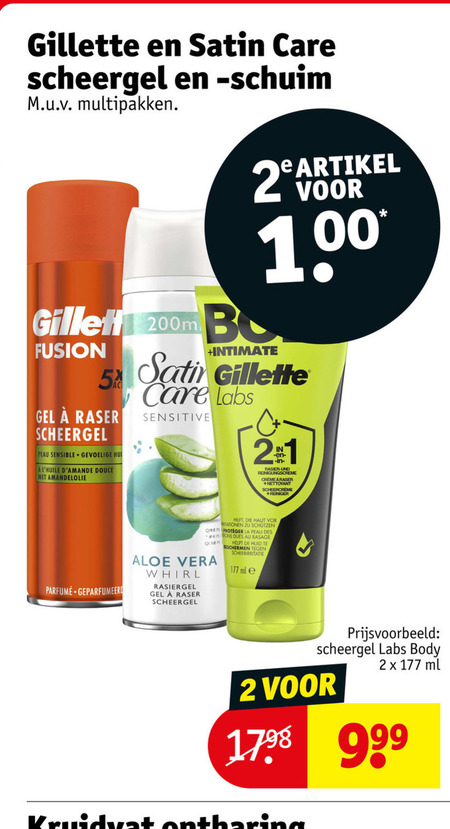 Gillette   scheergel, scheerschuim folder aanbieding bij  Kruidvat - details