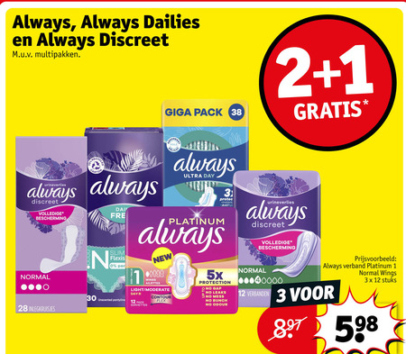 Always   maandverband, inlegkruisjes folder aanbieding bij  Kruidvat - details