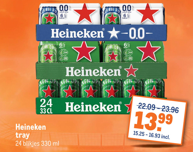 Heineken 0.0   blikje bier, alcoholvrij bier folder aanbieding bij  Makro - details
