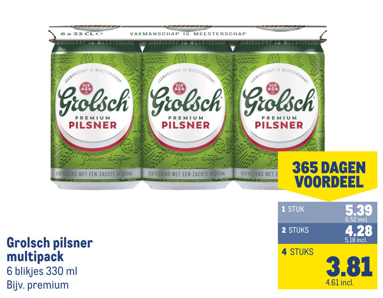 Grolsch   blikje bier folder aanbieding bij  Makro - details