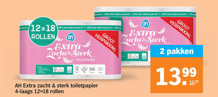 Albert Heijn Huismerk   toiletpapier folder aanbieding bij  Albert&nbsp;Heijn - details
