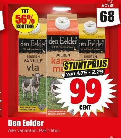 Den Eelder   vla, yoghurt folder aanbieding bij  Dirk - details