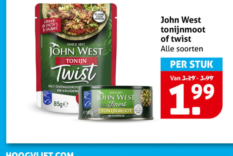 John West   tonijn in blik folder aanbieding bij  Hoogvliet - details