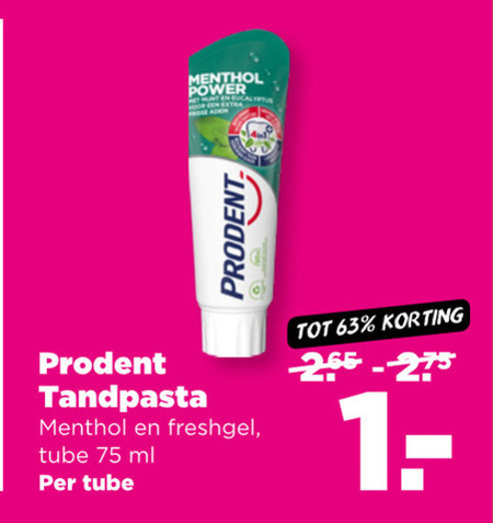 Prodent   tandpasta folder aanbieding bij  Plus - details