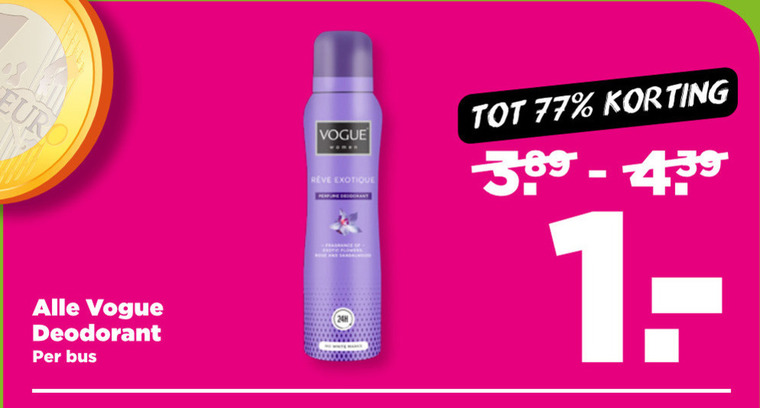 Vogue   deodorant folder aanbieding bij  Plus - details