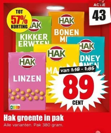 Hak   kikkererwten, bonen folder aanbieding bij  Dirk - details