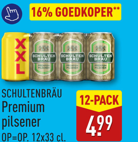 Schultenbrau   blikje bier folder aanbieding bij  Aldi - details