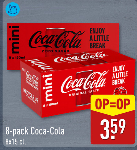 coca-cola cola 8 150ml coca zero sugar enjoy little break original mini taste recycle us pack folder aanbieding bij Aldi Coca-Cola cola folder aanbieding bij Aldi - details