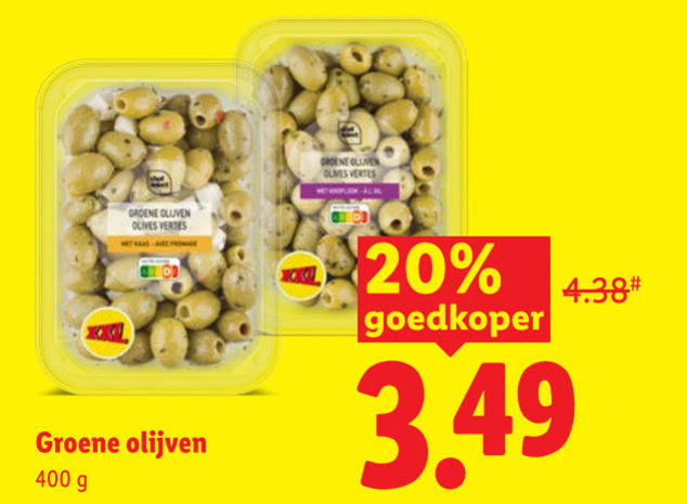 olijven 20 400 groene olives goedkoper folder aanbieding bij Lidl