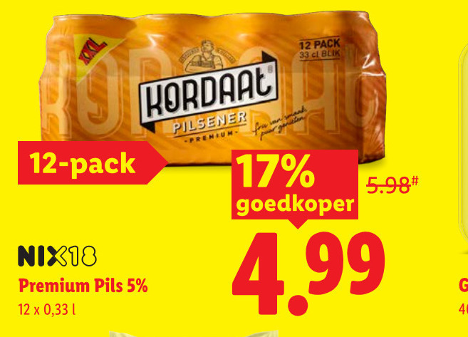 Kordaat   blikje bier folder aanbieding bij  Lidl - details