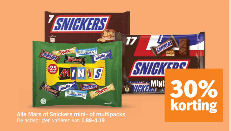 Mars   mini chocoladerepen, chocoladereep folder aanbieding bij  Albert&nbsp;Heijn - details