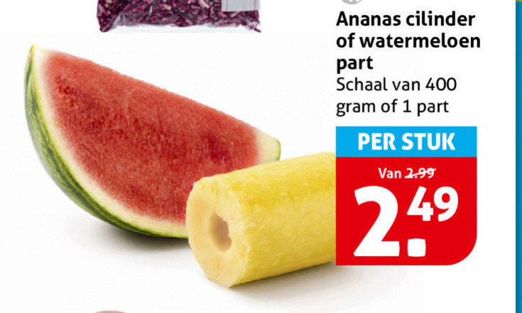 ananas watermeloen 1 400 cilinder schaal stuk folder aanbieding bij Hoogvliet