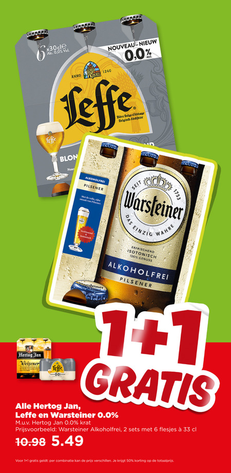 Warsteiner   alcoholvrij bier folder aanbieding bij  Plus - details
