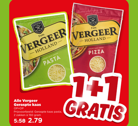 Vergeer   geraspte kaas folder aanbieding bij  Plus - details