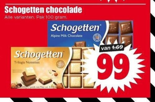Schogetten   chocolade folder aanbieding bij  Dirk - details