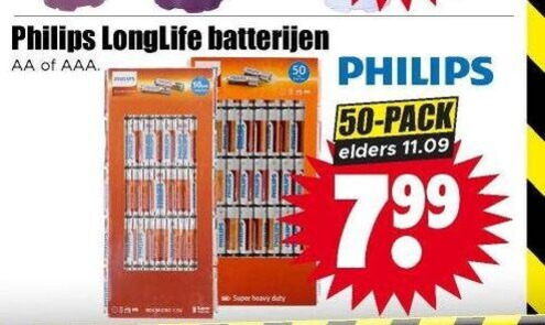 Philips   batterij folder aanbieding bij  Dirk - details