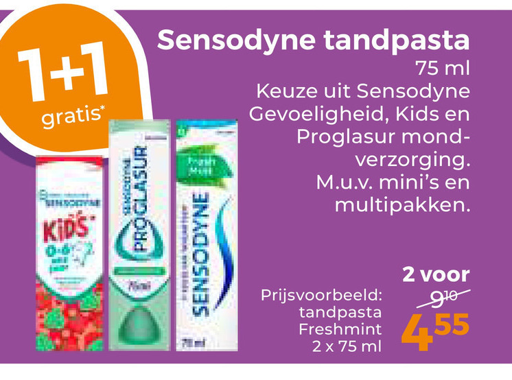 Sensodyne   tandpasta folder aanbieding bij  Trekpleister - details