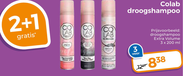 droogshampoo 1 2 3 200 lab co volume ml folder aanbieding bij Trekpleister