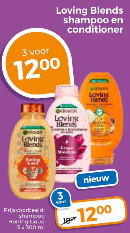 Garnier Loving Blends   conditioner, shampoo folder aanbieding bij  Trekpleister - details