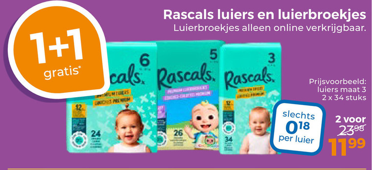 Rascals   luierbroekjes, luiers folder aanbieding bij  Trekpleister - details