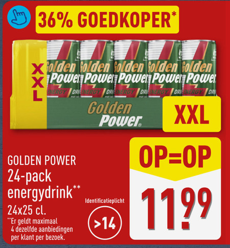 Golden Power   energiedrank folder aanbieding bij  Aldi - details