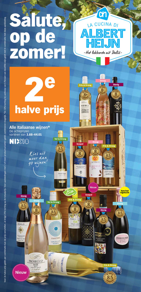 rode wijn witte rose 2 3 6 8 10 25 80 90 salute zomer halve la cucina albert fris droog friuli stevig primitivo pinot toscane grigio italiaanse wijnen varieeren nix18 soepel montepulciano abruzzo settesoli blush cadis 2e combinatie productvarianten combineren flessen dezelfde aanbieding trentino bio garganega garda ingekocht barolo terra san prosecco origine rosee brut pecorino vermentino appassimento dry folder aanbieding bij Albert Heijn