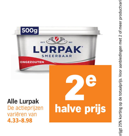 lurpak roomboter 2 25 1901 smeerbaar ongezouten varieeren halve productvarianten folder aanbieding bij Albert Heijn lurpak roomboter folder aanbieding bij Albert Heijn - details