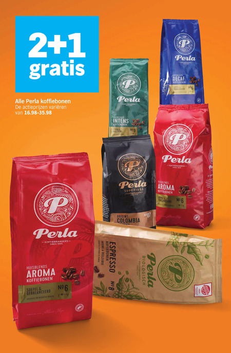 perla koffiebonen 1 2 6 8 10 varieeren huisblends decaf this aroma origins colombia soepel espresso rice biologisch koffiebranders folder aanbieding bij Albert Heijn Perla koffiebonen folder aanbieding bij Albert Heijn - details