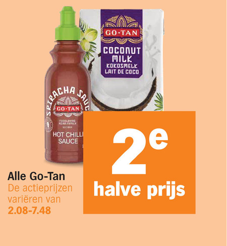 go-tan oosterse keuken woksaus chilisaus kokosmelk 2 go tan coconut milk lait coco rian family hot chilli sauce varieeren halve folder aanbieding bij Albert Heijn Go-Tan kokosmelk, oosterse keuken folder aanbieding bij Albert Heijn - details