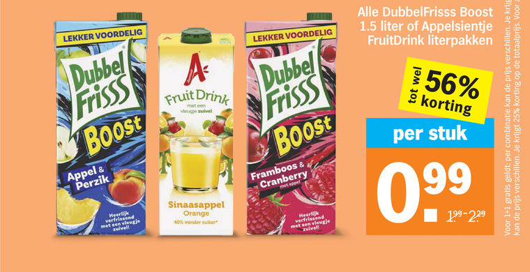 Dubbelfrisss   fruitdrank folder aanbieding bij  Albert&nbsp;Heijn - details
