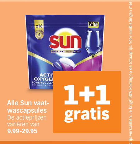 sun wasmiddel 1 11 50 acti short eco wascapsules varieeren brilliant shine all folder aanbieding bij Albert Heijn Sun wasmiddel folder aanbieding bij Albert Heijn - details