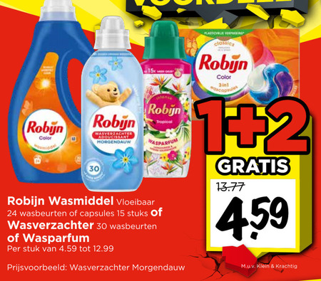 Robijn   wasverzachter, wasmiddel folder aanbieding bij  Vomar - details