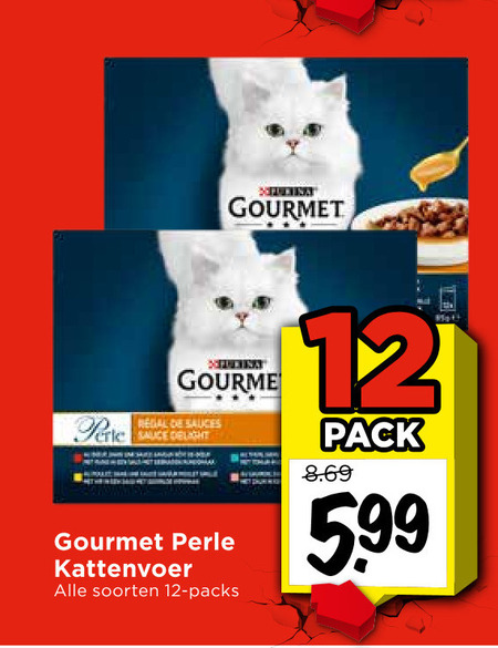 gourmet kattenvoer 12 regal sauces sauce delight perle soorten pack 5.99 folder aanbieding bij Vomar Gourmet kattenvoer folder aanbieding bij Vomar - details