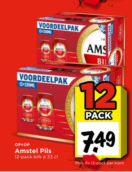 amstel blikjes bier 12 33 330ml pilsener pack pils blik 6x folder aanbieding bij Vomar Amstel blikje bier folder aanbieding bij Vomar - details