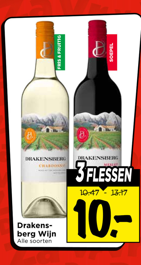 Drakensberg   rode wijn, witte wijn folder aanbieding bij  Vomar - details