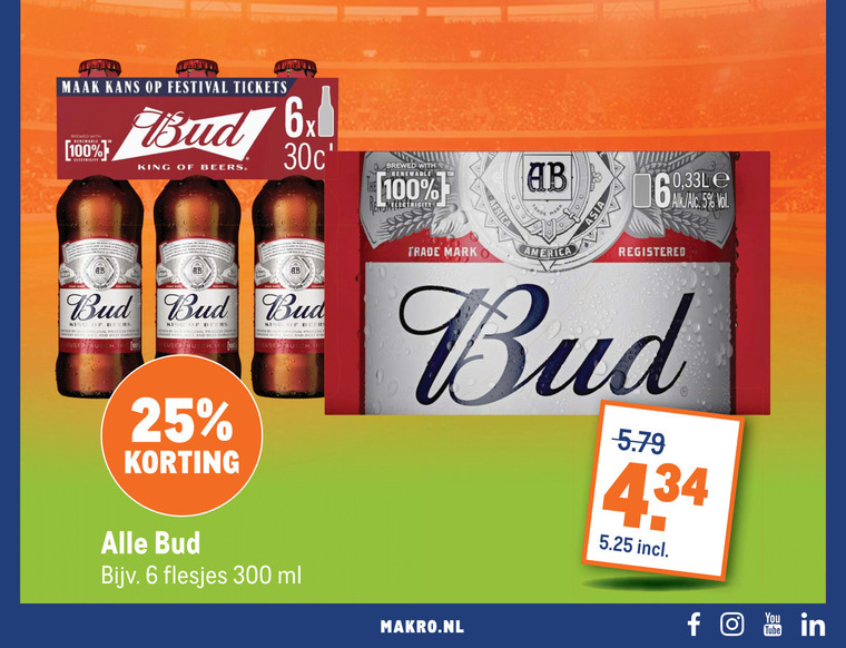 Bud   blikje bier folder aanbieding bij  Makro - details