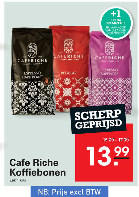 Cafe Riche   koffiebonen folder aanbieding bij  Sligro - details
