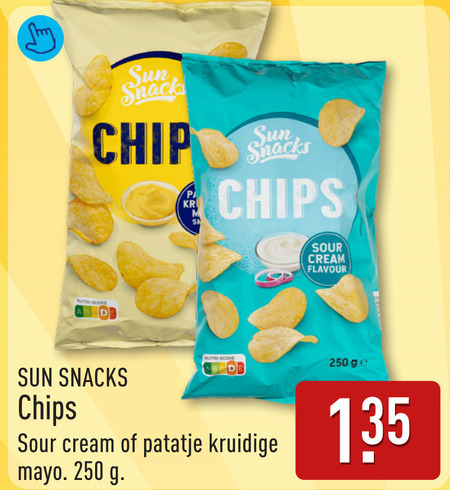 chips 250 sun snacks chip sour cream flavour nutri score patatje kruidige mayo ge folder aanbieding bij Aldi