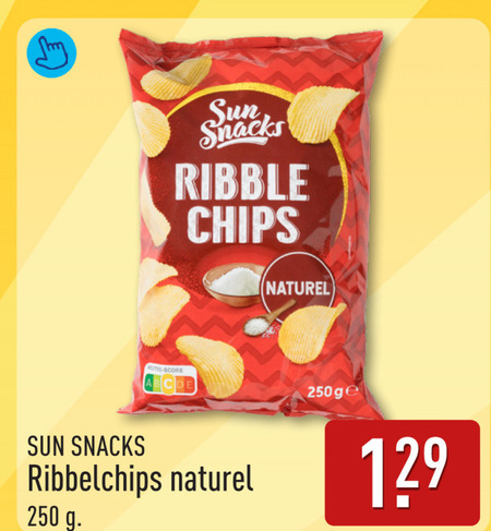 sun chips 250 snacks ribble naturel nutri score ribbelchips folder aanbieding bij Aldi Sun chips folder aanbieding bij Aldi - details