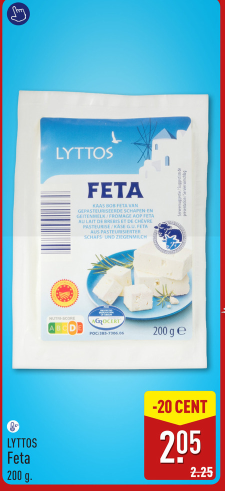 feta 200 kaas bob gepasteuriseerde schapen geitenmelk fromage lait chevre serveersuggestie suggestion protected nutri score cent folder aanbieding bij Aldi