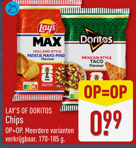 lays doritos chips 2 holland style patatje mayo flavour mexican taco nutri score fifa official sponsor fa world cup meerdere folder aanbieding bij Aldi Doritos chips folder aanbieding bij Aldi - details