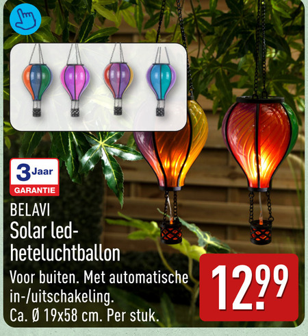 solarlamp 3 jaar belavi solar led heteluchtballon buiten automatische uitschakeling ca. cm stuk folder aanbieding bij Aldi
