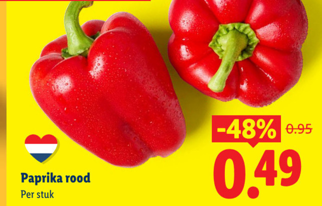 paprika rood stuk folder aanbieding bij Lidl