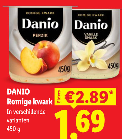 Danone Danio   kwark folder aanbieding bij  Lidl - details