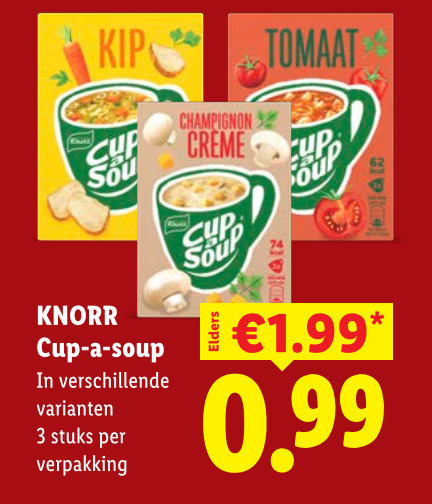 cup a soup soep 3 kip knorr stuks tomaat creme up champignon four folder aanbieding bij Lidl Cup a Soup soep folder aanbieding bij Lidl - details